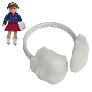American Girl Molly Earmuffs Headband White Faux Fur Skating Accessory Sam Kit